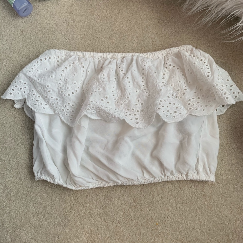 White eyelet lace tube top